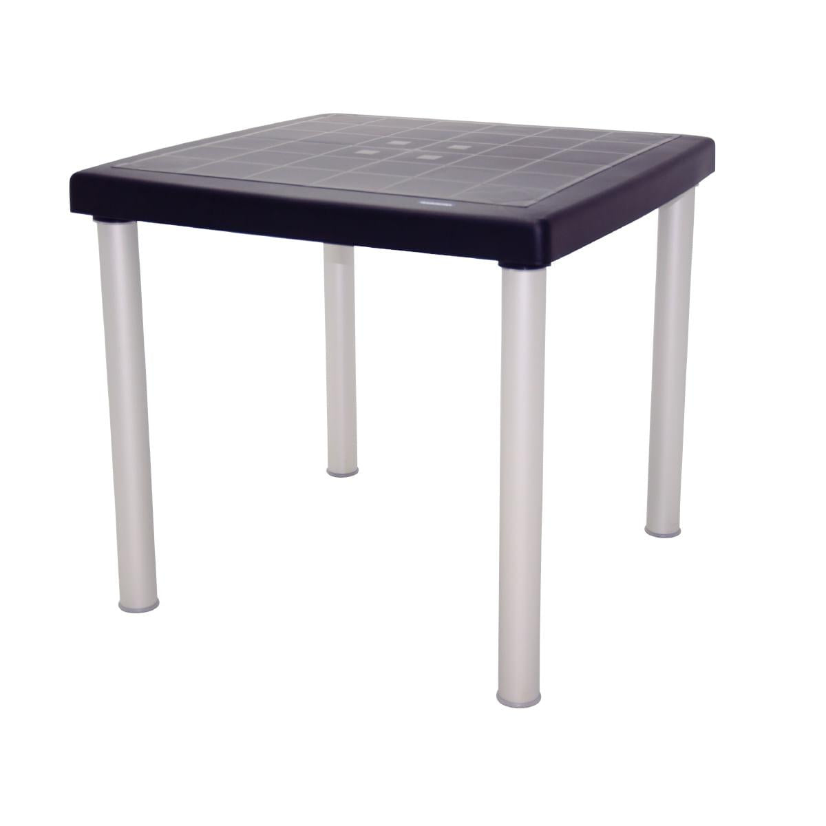 Mesa Tramontina Mona 80 cm em Polipropileno Preto com Pernas de Alumínio Anodizado