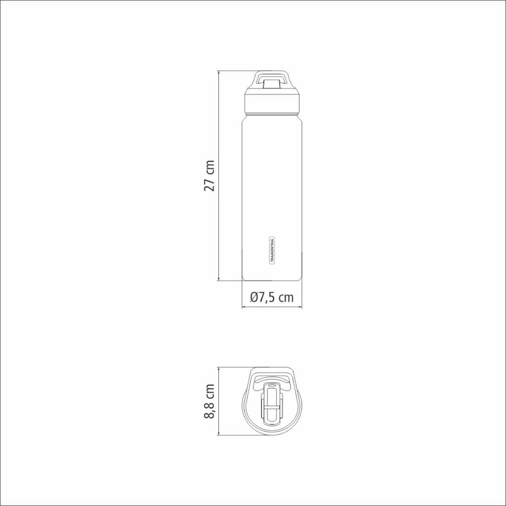 Garrafa Térmica Tramontina 650 ml Preta com Canudo
