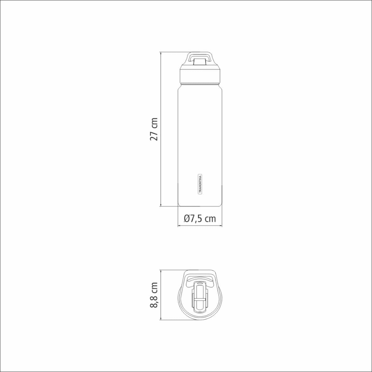 Garrafa Térmica Tramontina 650 ml Preta com Canudo