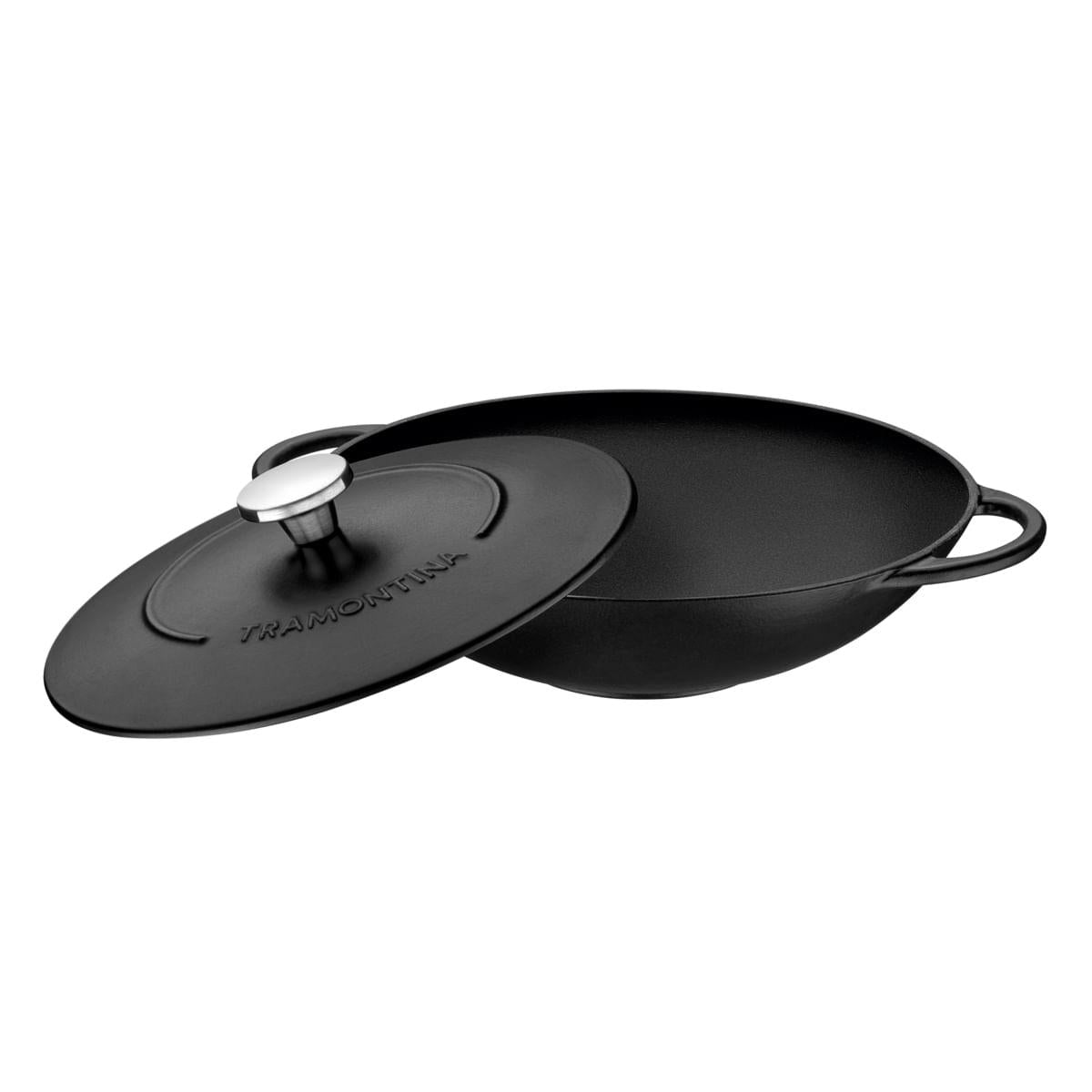 Wok Tramontina Trento em Ferro Esmaltado com Revestimento Interno em Antiaderente Starflon Excellent 32 cm 5 L