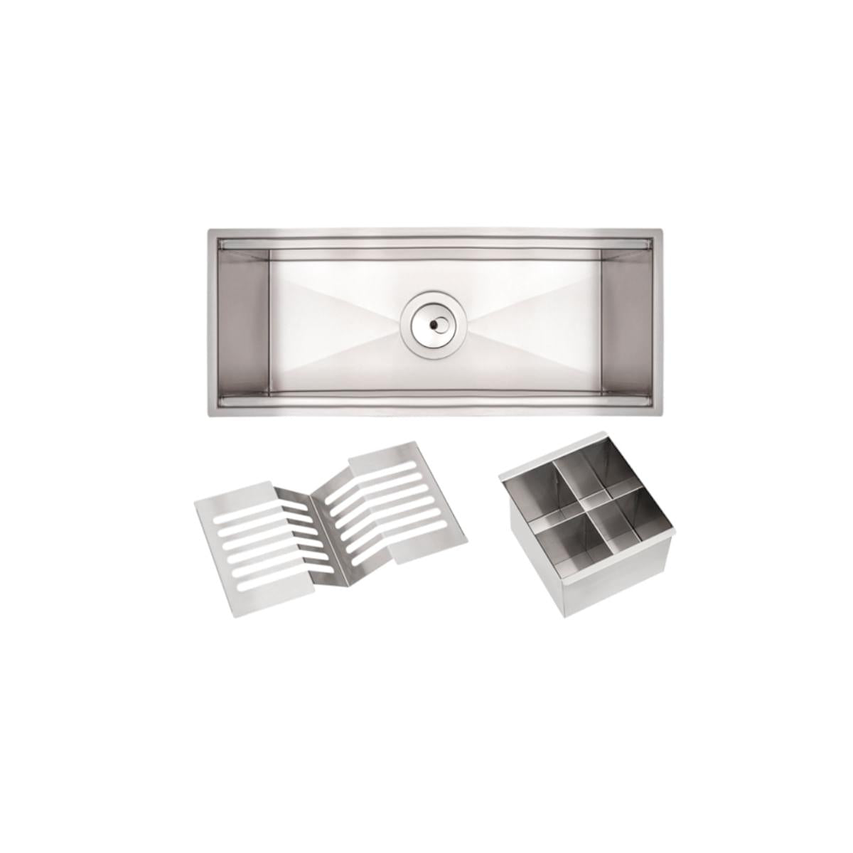 Canal Organizador em Aço Inox Tramontina para Sobrepor Scotch Brite com Acessórios 45x18 cm