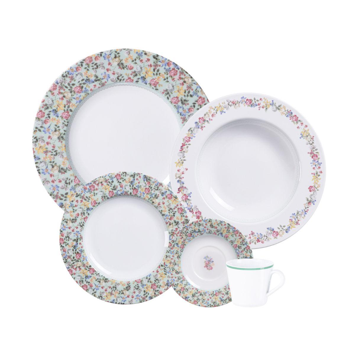 Aparelho de Jantar Tramontina Dalina em Porcelana Decorada 30 Peças