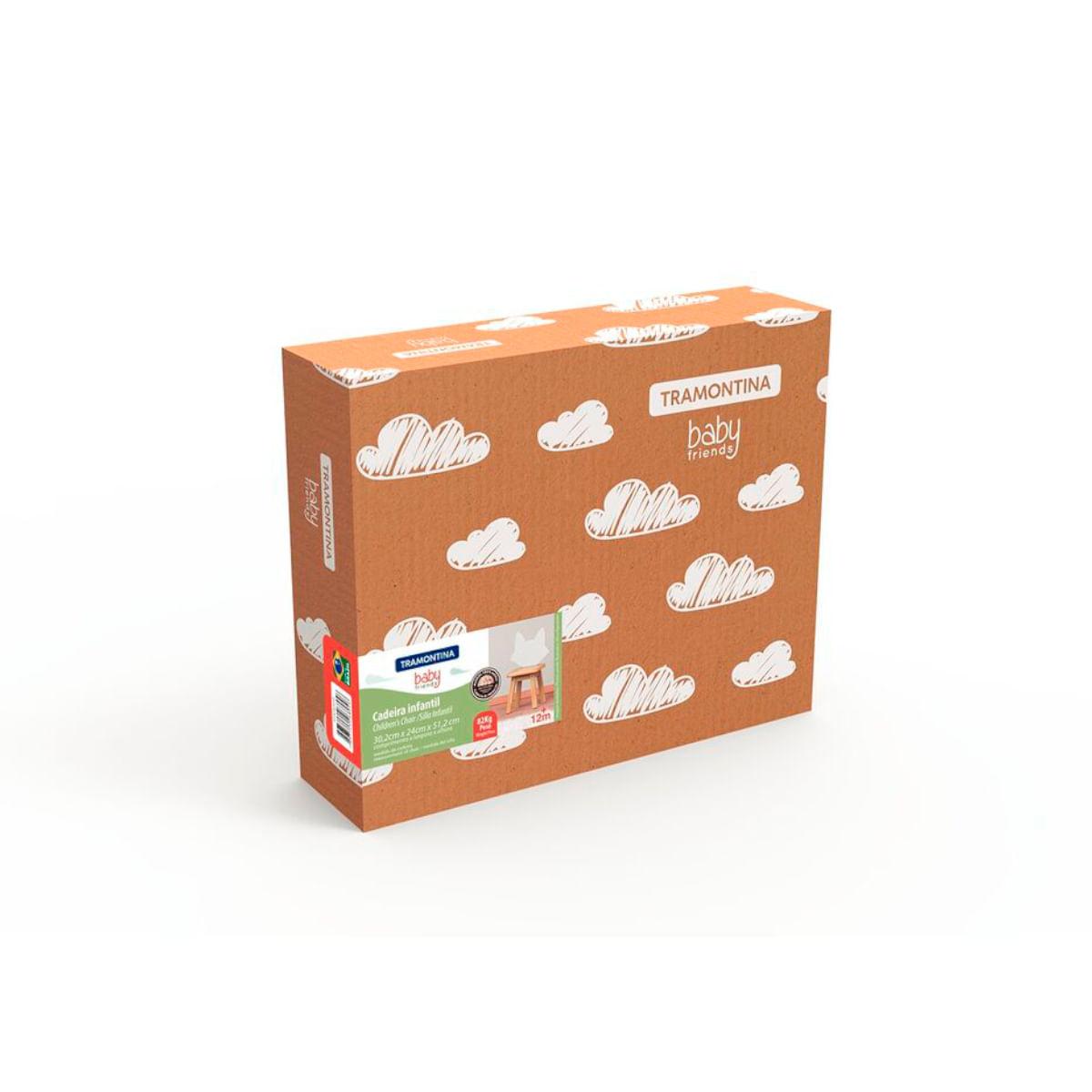 Cadeira Infantil Tramontina Baby Friends em Madeira com Encosto e Acabamento Branco
