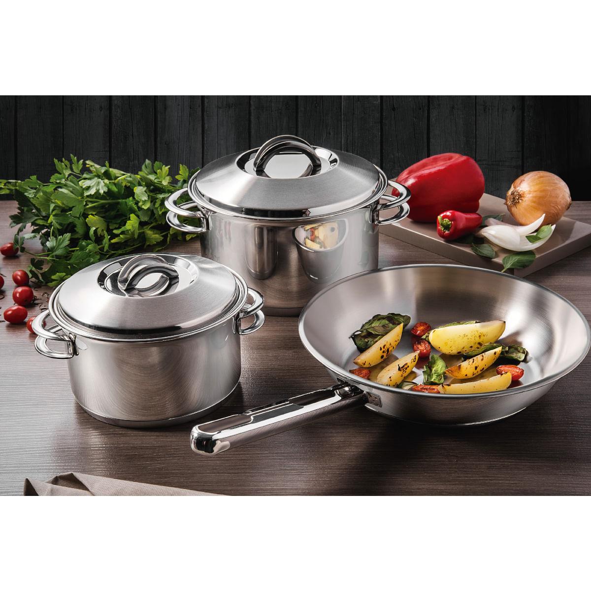 Frigideira Tramontina Allegra Aço Inox com Fundo Triplo 20 cm 1,30 L
