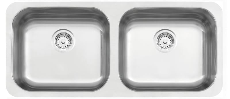 Cuba Dupla Retangular 2C 40 BL Horizontal Inox 89x39x17 cm Acetinado Prime e Válvula 3,5 Tramontina 94031107