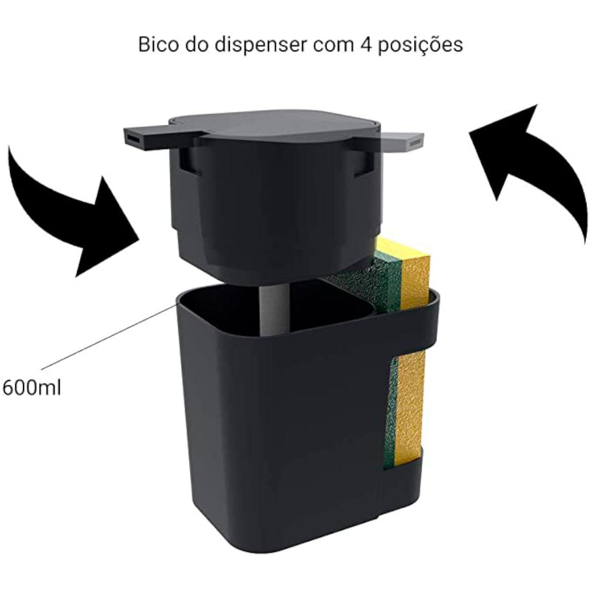 Dispenser de Pia 600ml em Polipropileno Preto Soprano
