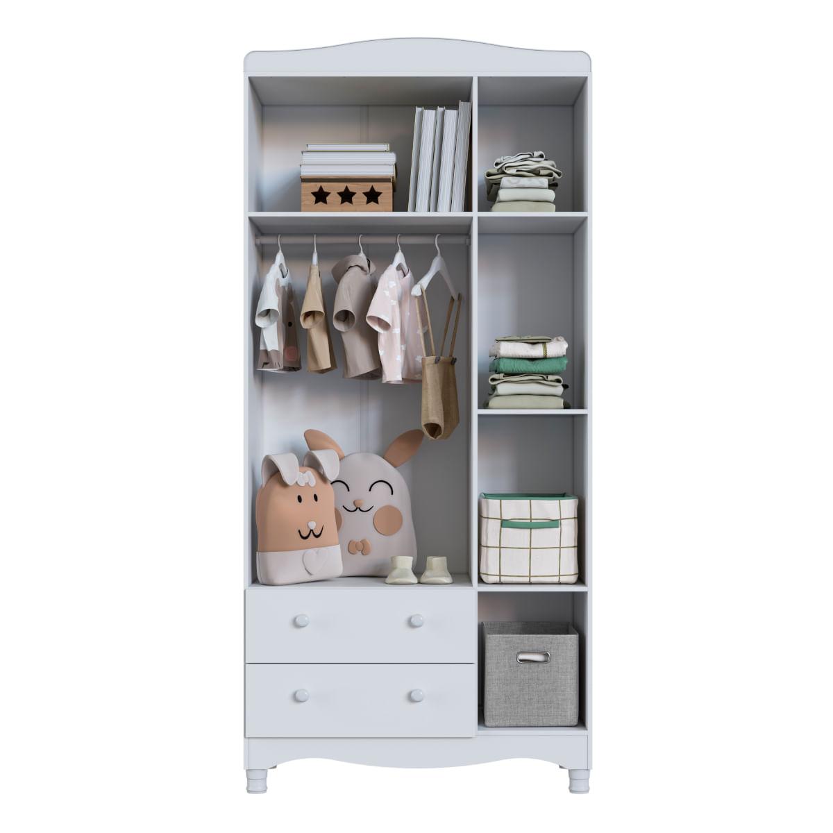 Guarda Roupas Infantil 3 Portas e 2 Gavetas 91x40x198 cm Branco Completa Móveis