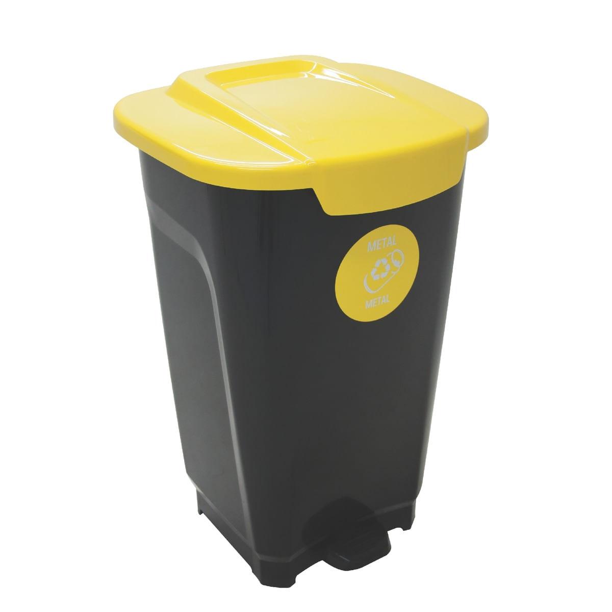 Lixeira T-Force 50 Litros Preta com tampa Amarela Tramontina 92813099