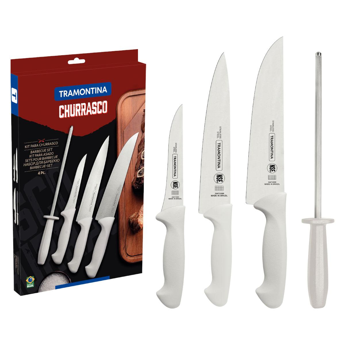 Jogo de Facas para Churrasco Tramontina Aço Inox Polipropileno 4 Peças