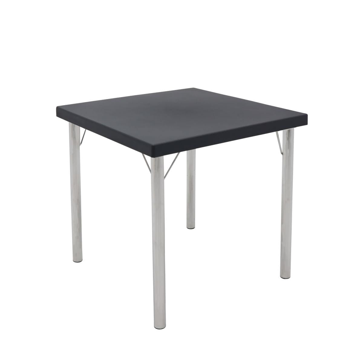 Mesa Geo Tramontina Beta Quadrada 79 cm em Polipropileno Grafite com Base em Alumínio Polido