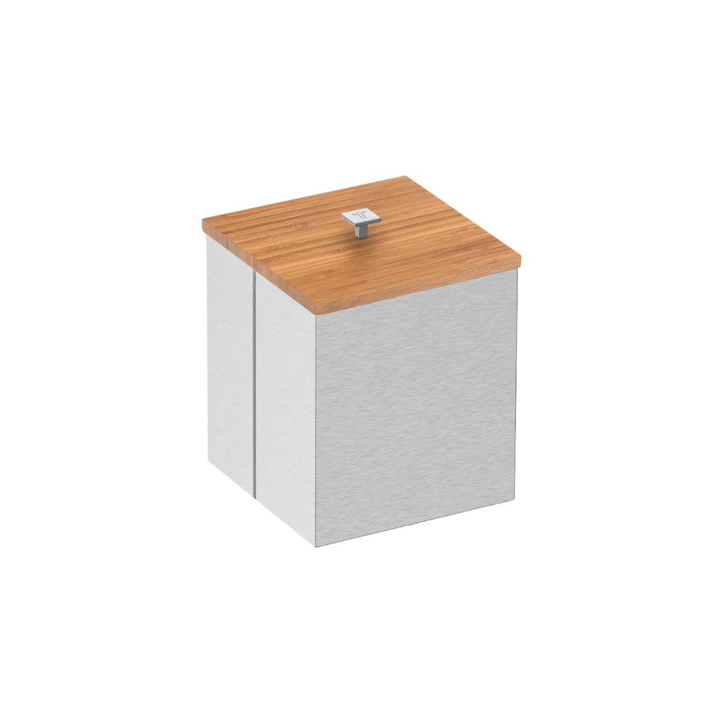 Lixeira Tramontina Luz em Aço Inox Tampa de Bambu 4,5 Litros