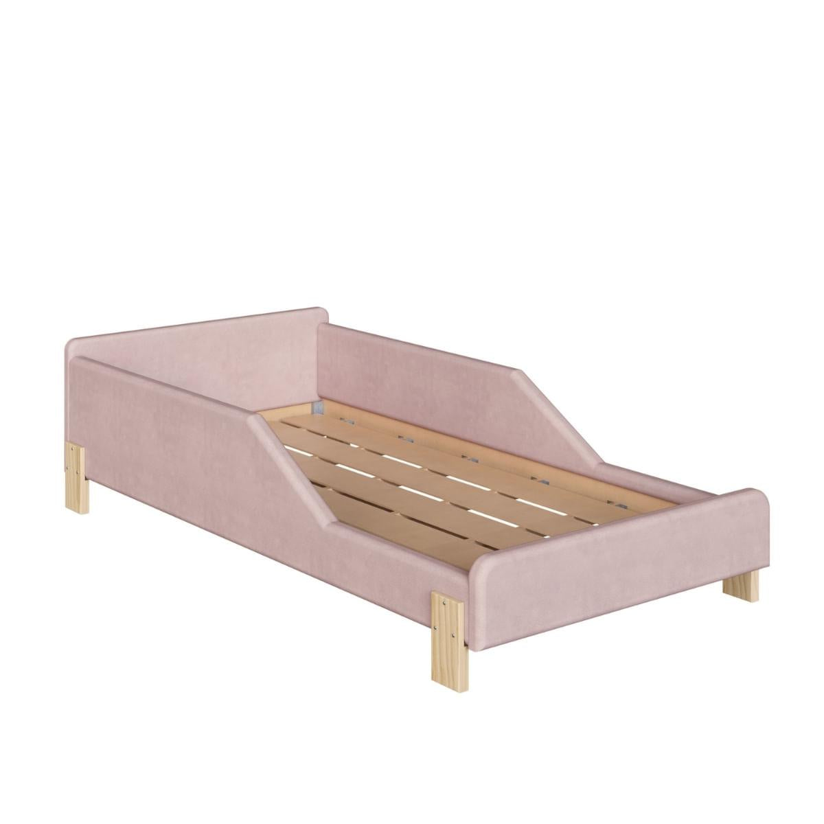 Cama Infantil Sentir Solteiro Estofada Rosa Completa Móveis