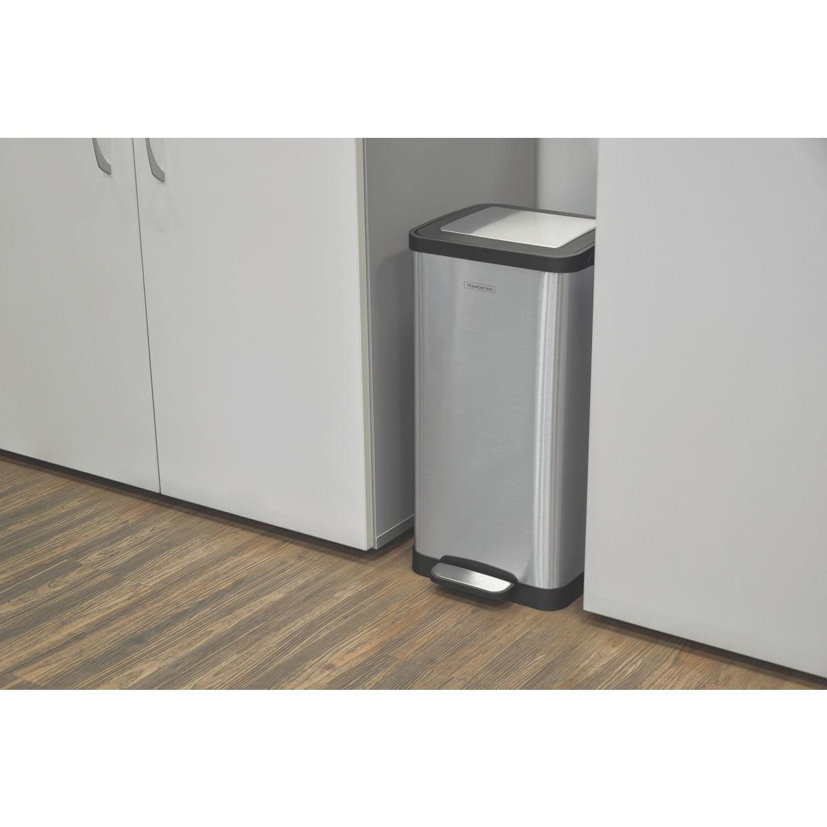 Lixeira Inox com Pedal Tramontina 15 Litros Quadratta Scotch Brite