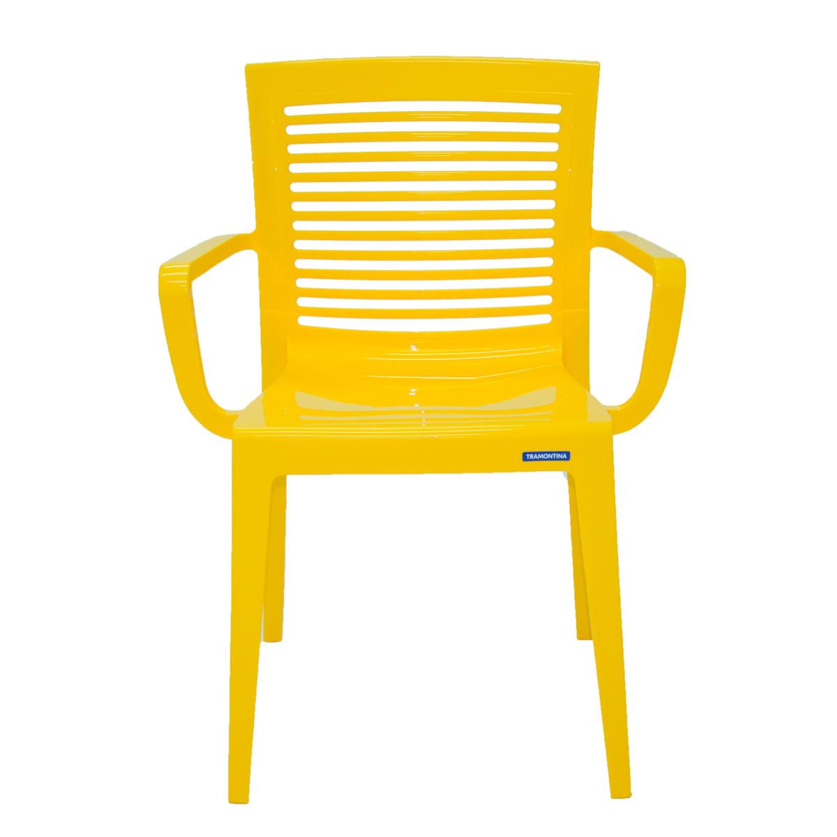 Cadeira Tramontina Victória Encosto Horizontal com Braços em Polipropileno Amarelo