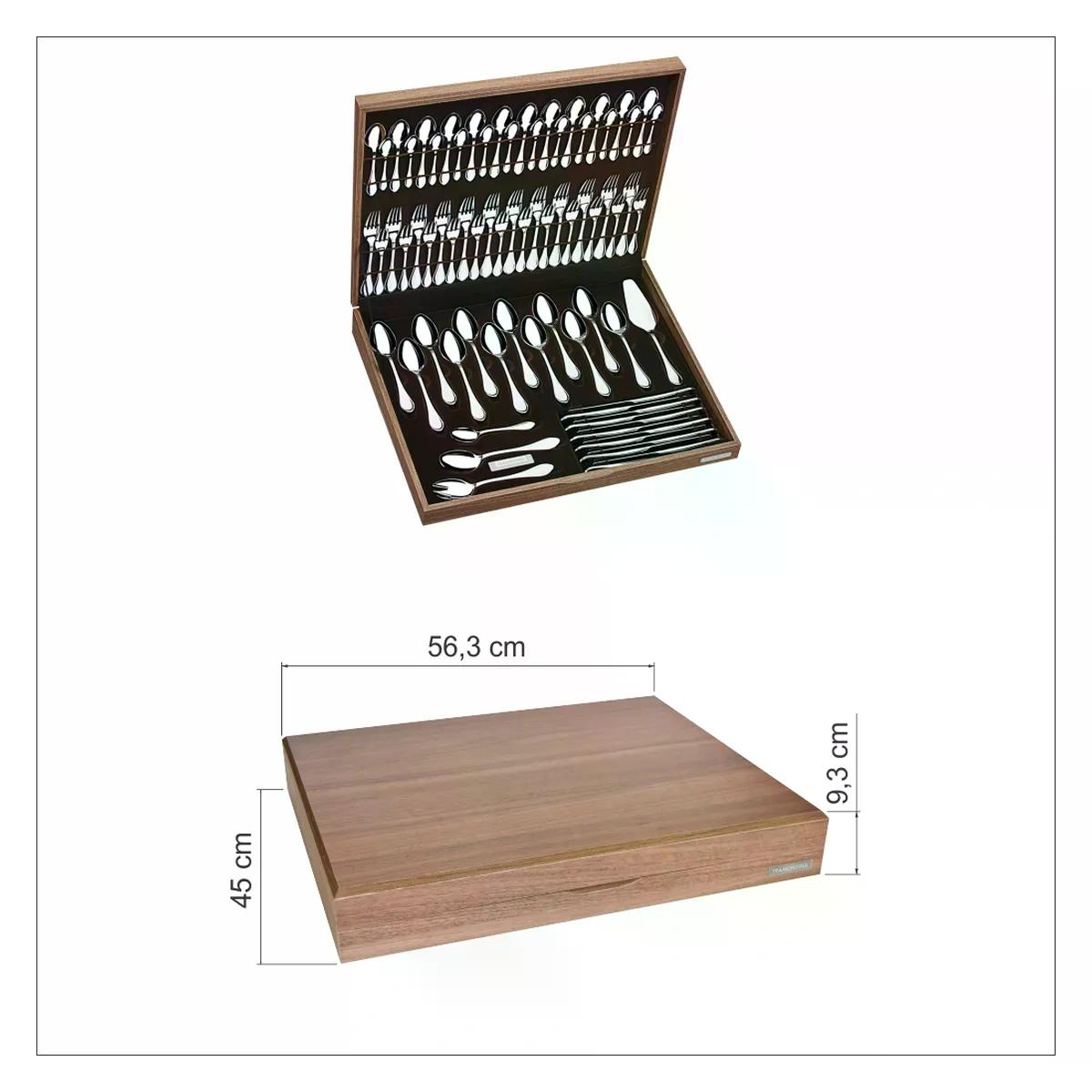 Faqueiro Tramontina Classic Aço Inox 76 Peças com Estojo de Madeira