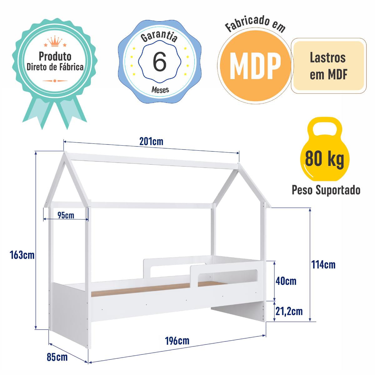 Cama Infantil Montessoriana Solteiro Branco Completa Móveis