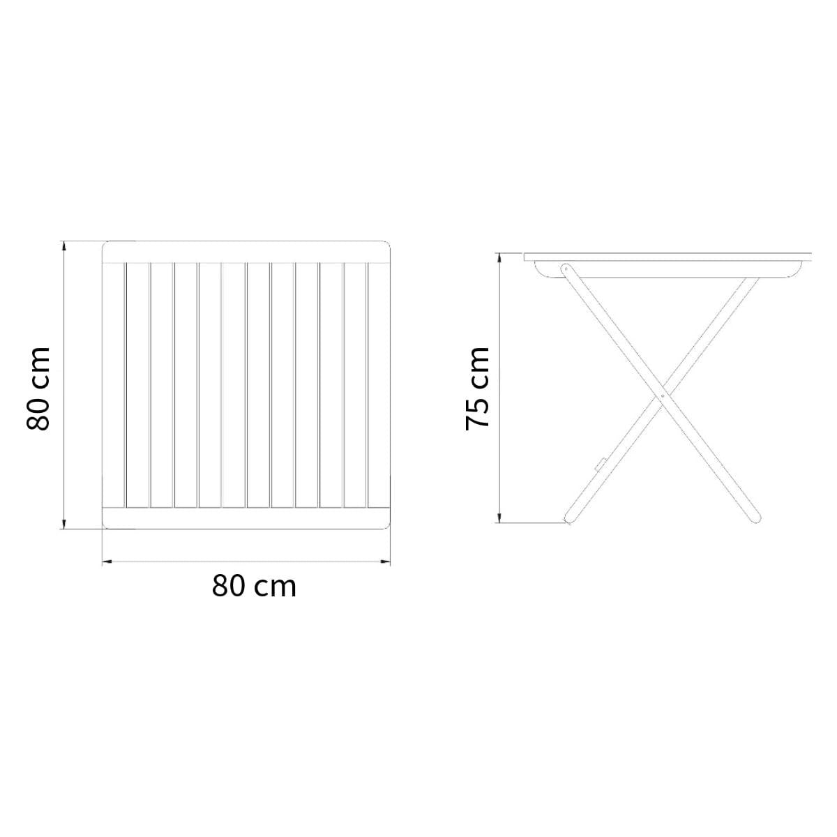 Mesa Quadrada Dobrável Tramontina Terrazzo Fitt em Madeira Maciça 4 Lugares 80 cm