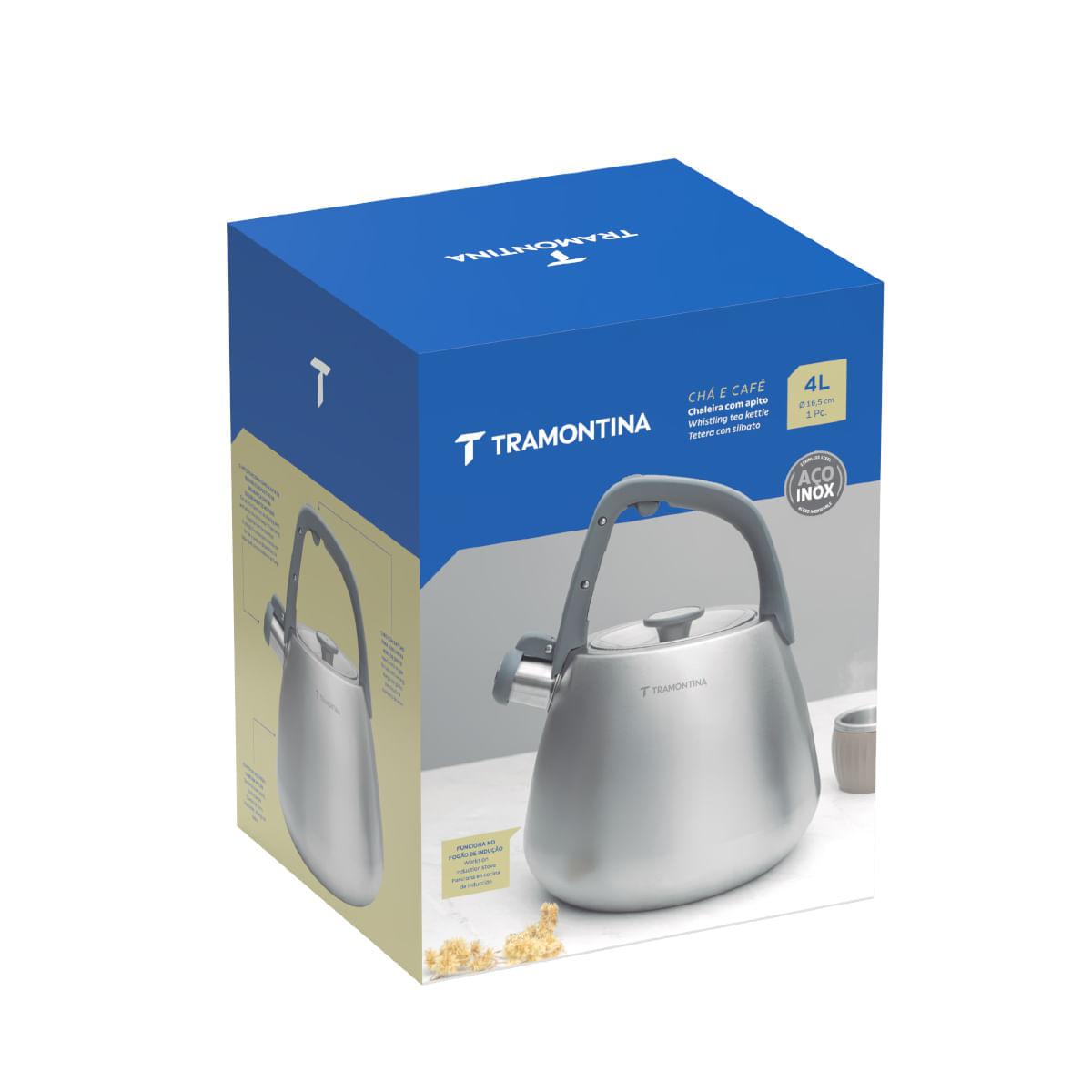 Chaleira com Apito Indução Tramontina 4L em Aço Inox Cabo de Nylon