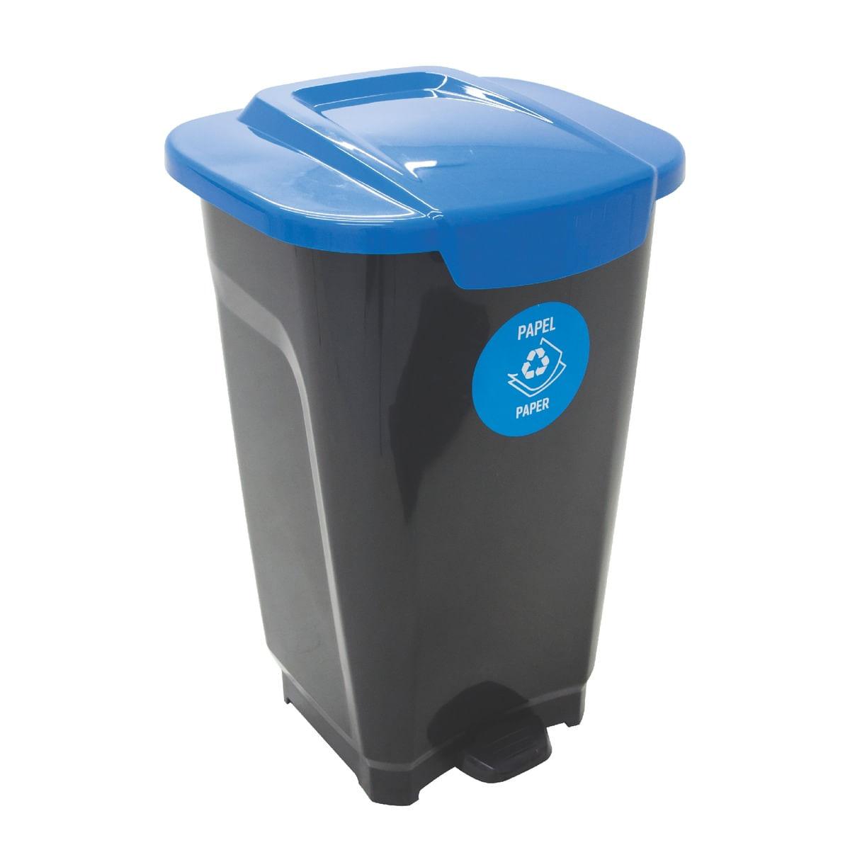 Lixeira T-Force 50 Litros Preta com tampa Azul Tramontina 92813709