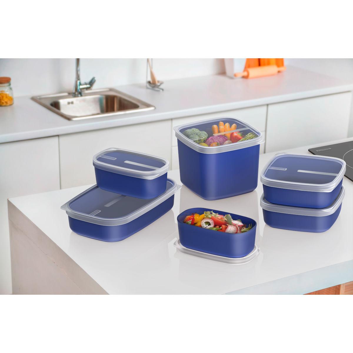 Jogo de Potes Tramontina MixColor Polipropileno Azul 6 Peças
