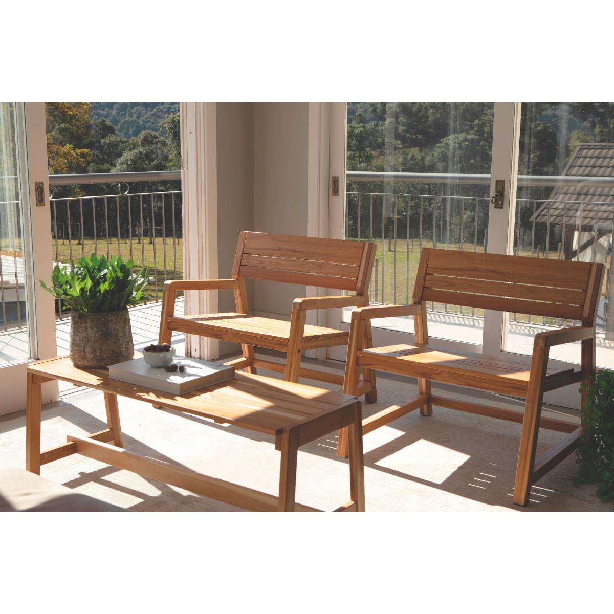 Banco Funcional Verona Tramontina Madeira Teca Verniz Incolor 106 cm
