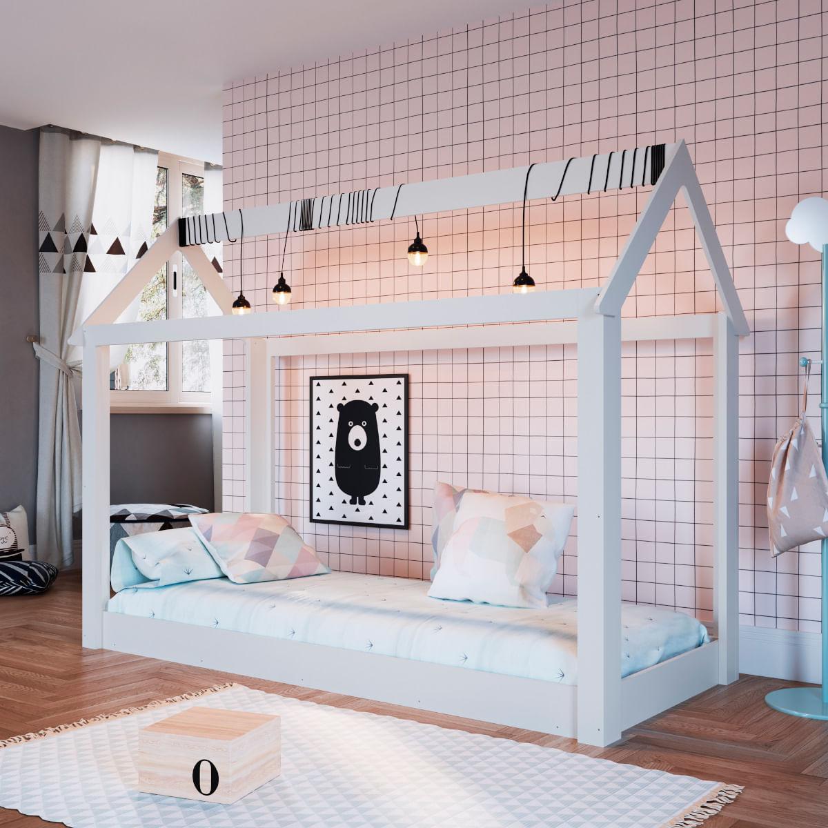 Cama Infantil Montessoriana Branca BY400 Completa Móveis