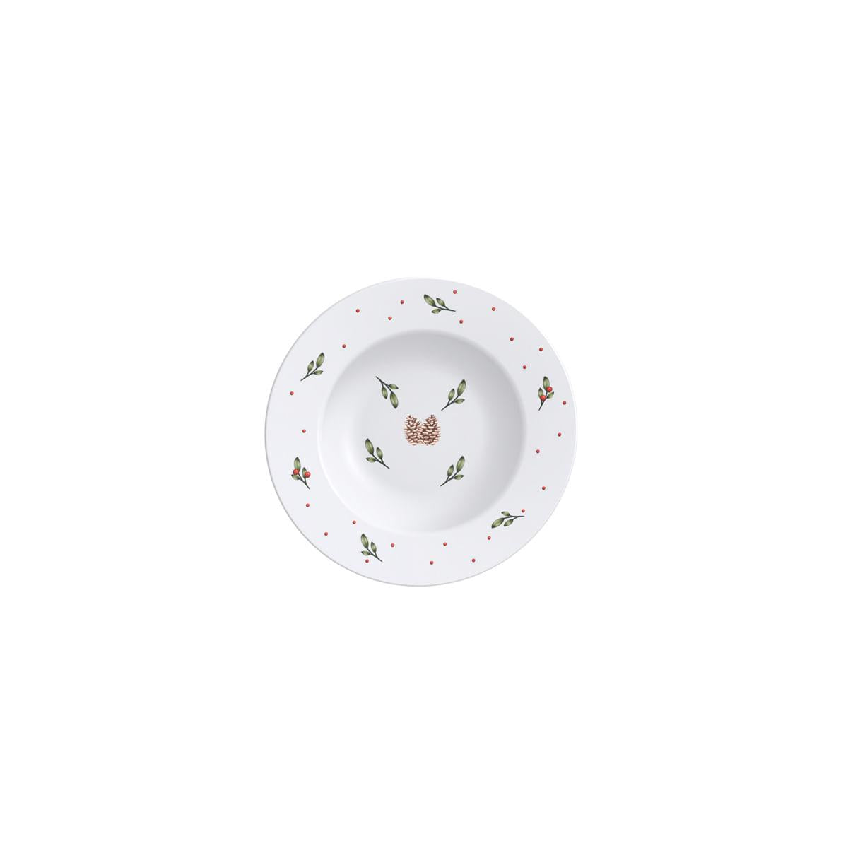 Kit Prato Sobremesa Tramontina Casa Natal em Porcelana Decorada 21 cm com 06 Peças