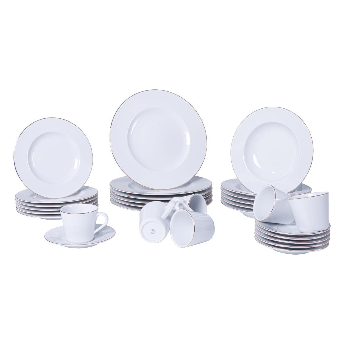 Aparelho de Jantar Tramontina Anna em Porcelana Decorada 30 Peças