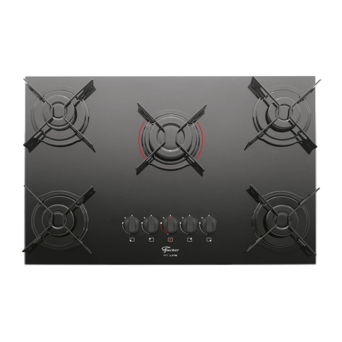 Fogão Cooktop Fischer 5Q Fit Line Gás Mesa Vidro