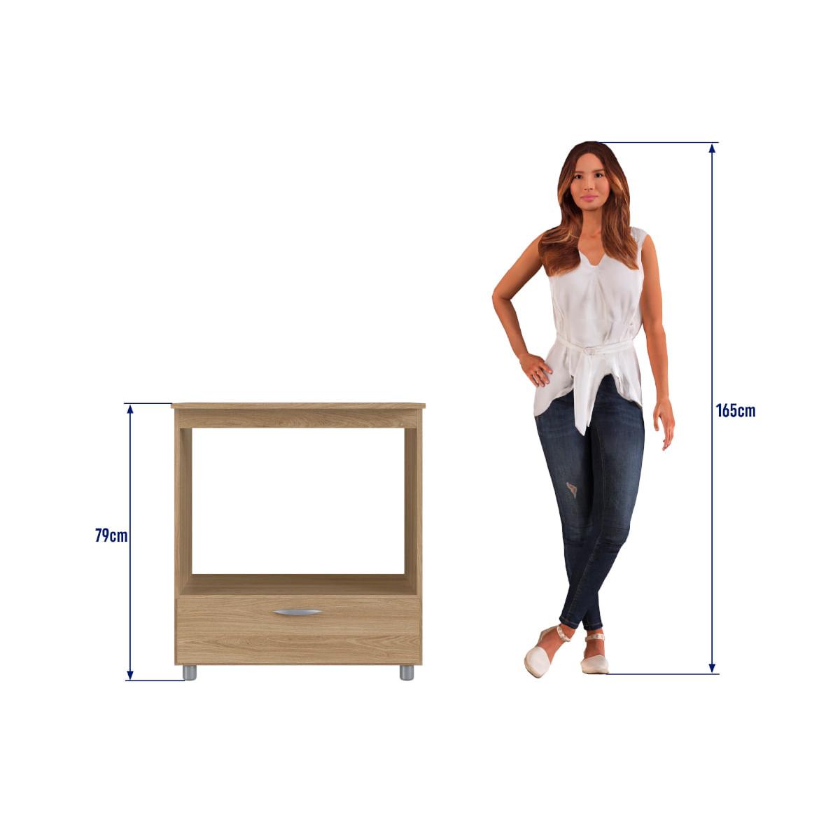 Balcão Forno e Cooktop 5 Bocas com 1 Gaveta em MDP Oak Completa Móveis