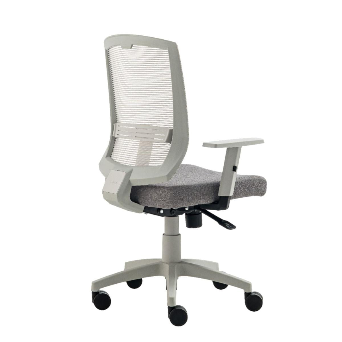 Cadeira de Escritório Giratória New Opus Roal Panamá Cinza Encosto em Tela Base Nylon PP Syncron