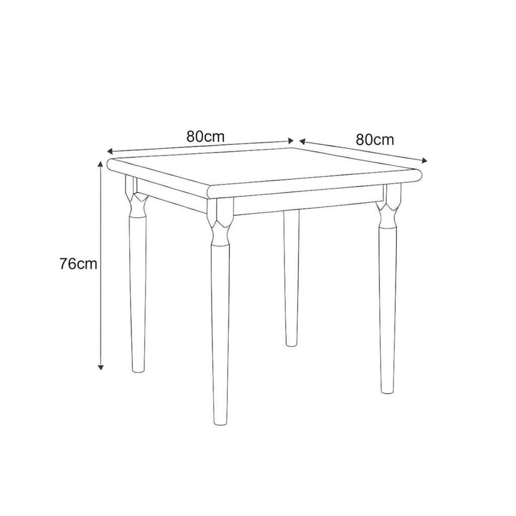Mesa Quadrada Údine em Madeira Natural Acetinado 80x80x76cm Piratini