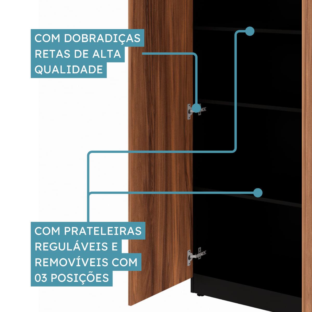 Armario Alto para Escritório 2 Portas 161x80 cm Nogal Preto Marin Brasil