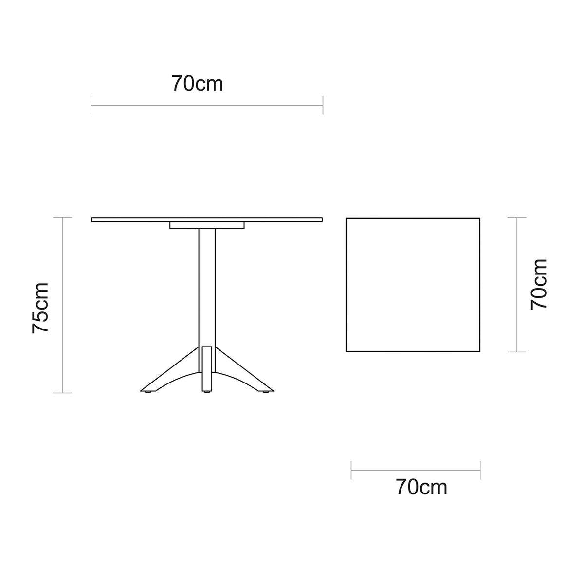 Mesa de Madeira Tramontina London Coluna Central Quadrada em Tauarí Tabaco 4 Lugares 70 cm
