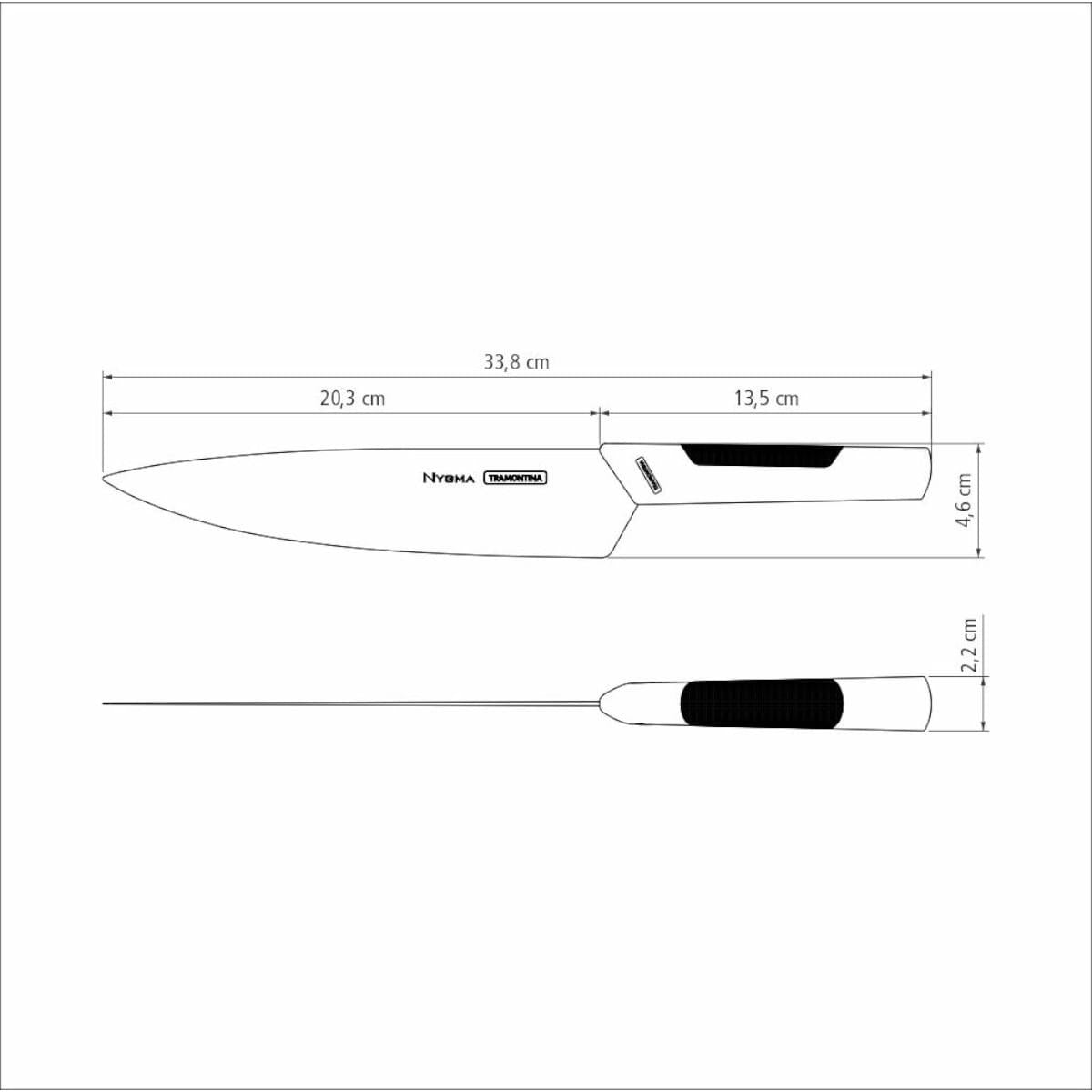 Faca Chef Tramontina Nygma em Aço Inox e Polipropileno Preto 8"