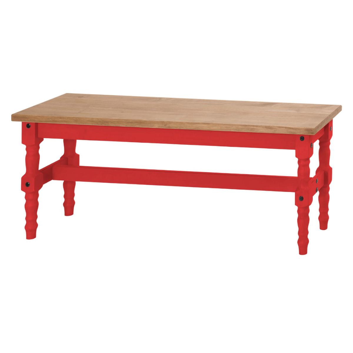 Banco Rústico em Madeira 2 Lugares Vermelho/Cera 120x35x46 cm Elliottiis