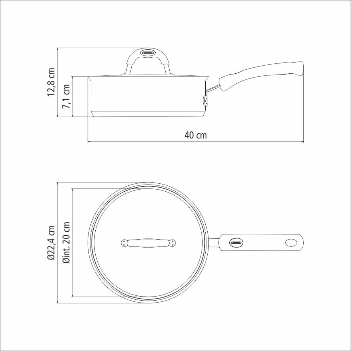 Frigideira com Tampa Tramontina Duo Silicone em Aço Inox  20 cm 2,1L Compatível com Indução