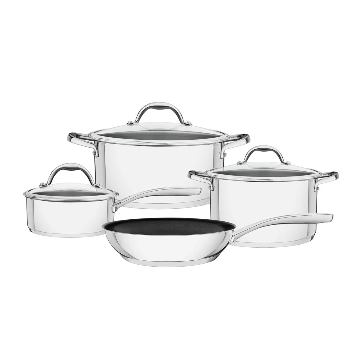 Jogo de Panelas Tramontina Spezia Antiaderente 4 Peças em Aço Inox com Fundo Triplo