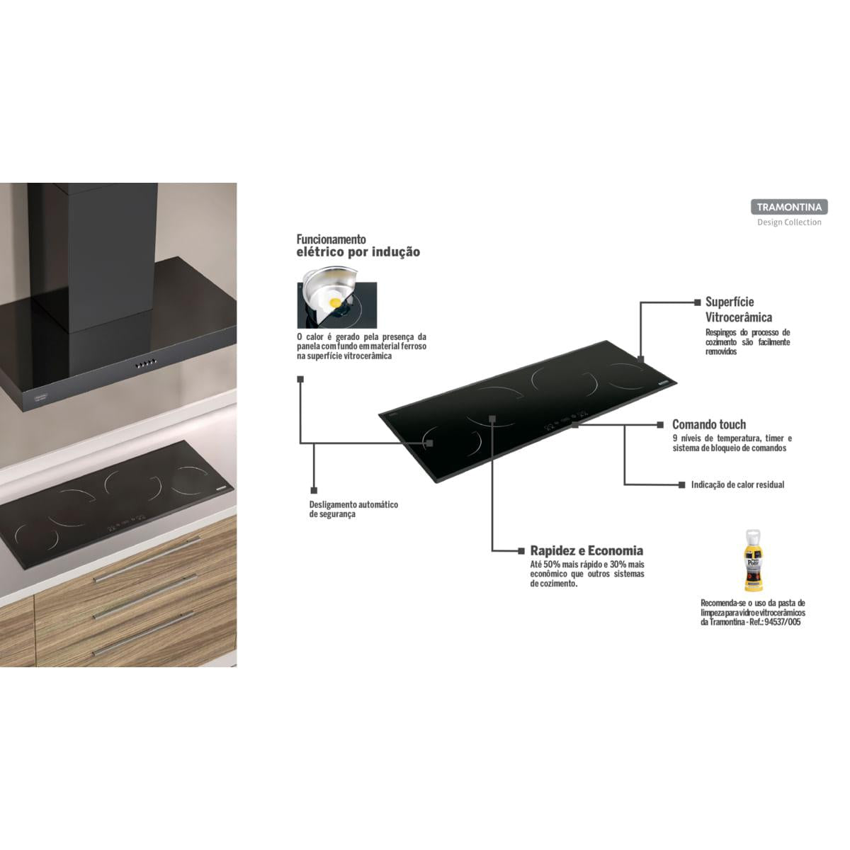 Cooktop por Indução Tramontina New Slim Lune Touch 4EI 90