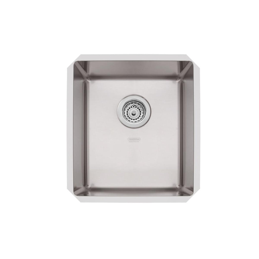 Cuba de Embutir Quadrum 34 U Undermount Tramontina 34 x 40 x 20 cm em Aço Inox Scotch Brite com Válvula