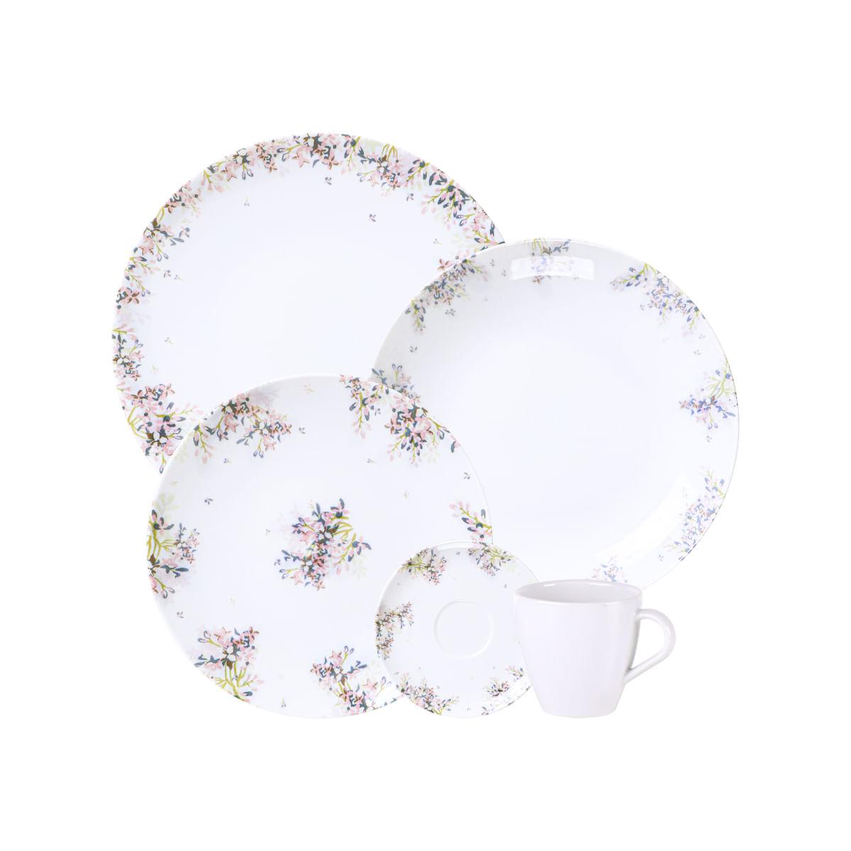Aparelho de Jantar Tramontina Fogli em Porcelana Decorada 20 Peças