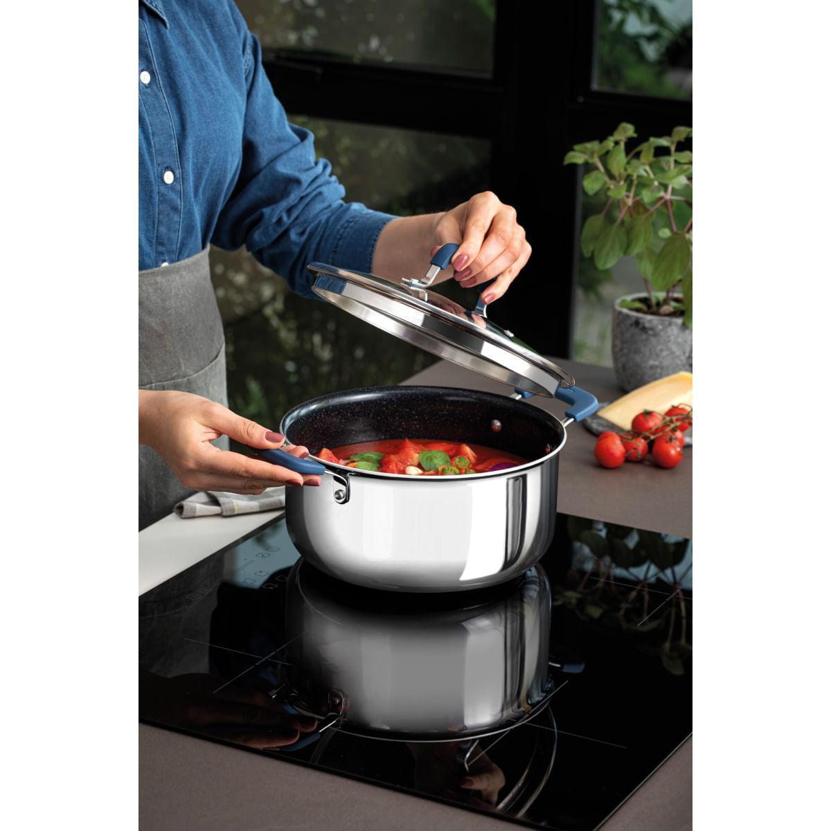 Caçarola Tramontina Romagna Aço Inox Cerâmico Black Stone 24 cm 5,24 L