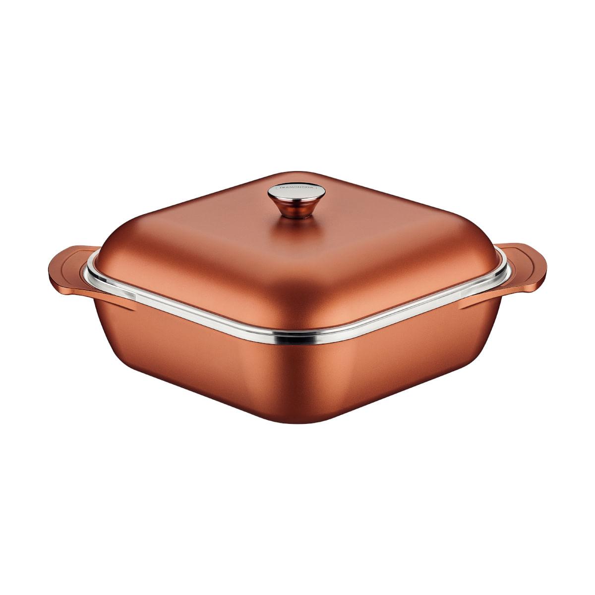 Caçarola Tramontina Quadrada Lyon em Alumínio Starflon 28 cm 5,5 L Dourado
