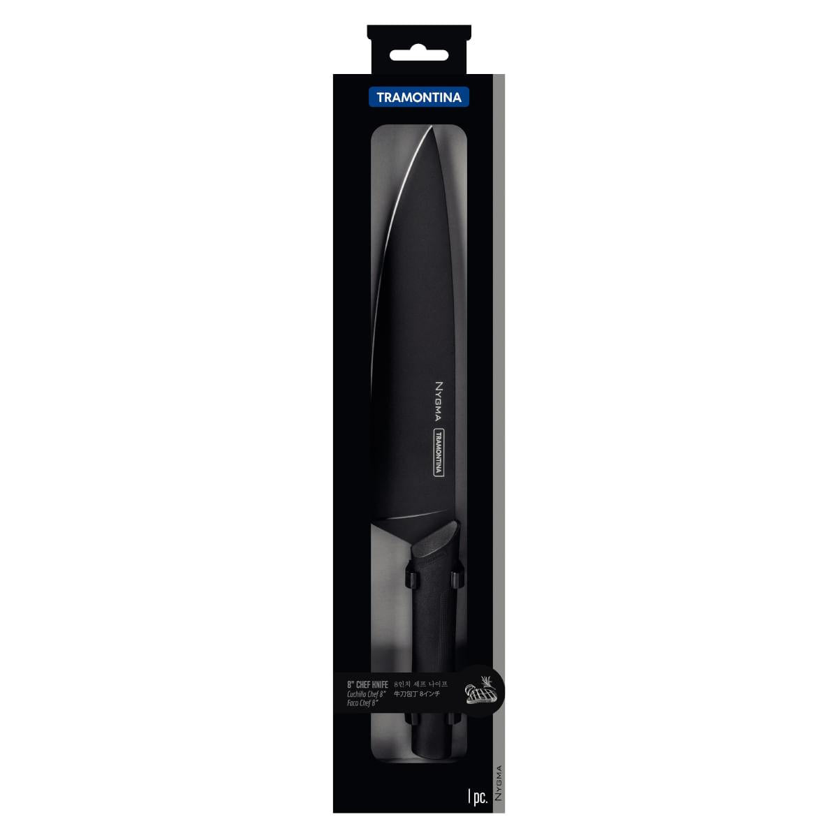 Faca Chef Tramontina Nygma em Aço Inox e Polipropileno Preto 8"