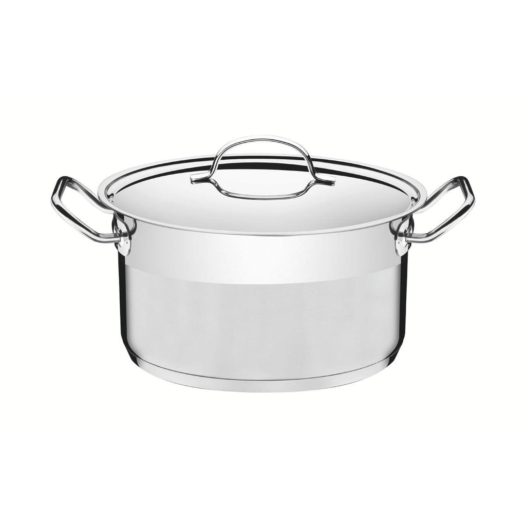 Caçarola Funda Tramontina Professional Aço Inox 6,1L com Tampa Plana e Fundo Triplo 24cm