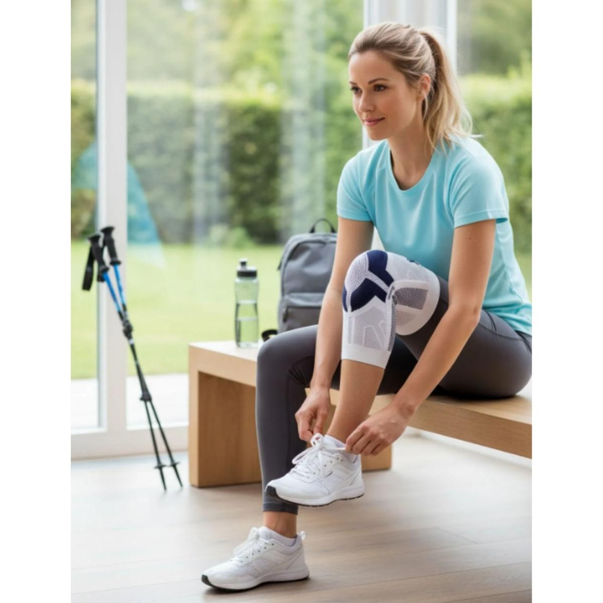 Joelheira PRO N1 Sport Branco e Azul Tamanho G