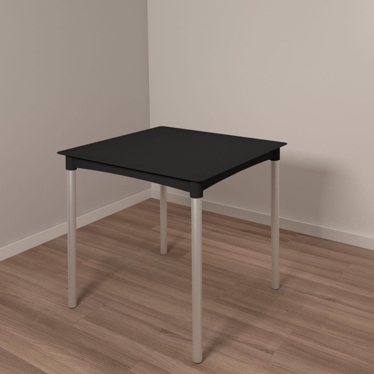 Mesa Atto 4 Lugares em Polipropileno Preto 74x74cm Pés em Alumínio Im In