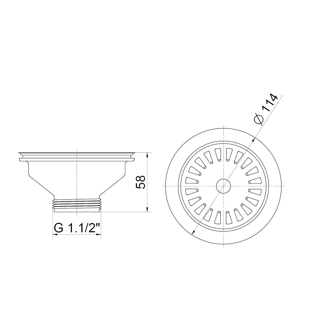 Válvula de Escoamento Docol Massima para Pias e Cubas 4. 1/2" Luxo sem Escape em Aço Inox 304 e Polipropileno