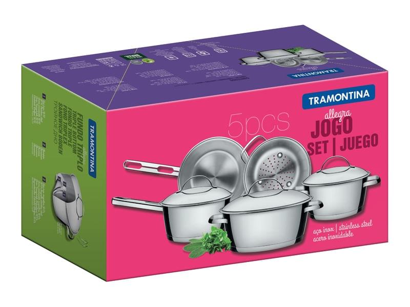 Jogo de Panelas Aço Inox 5 Peças ALLEGRA Tramontina 65650190