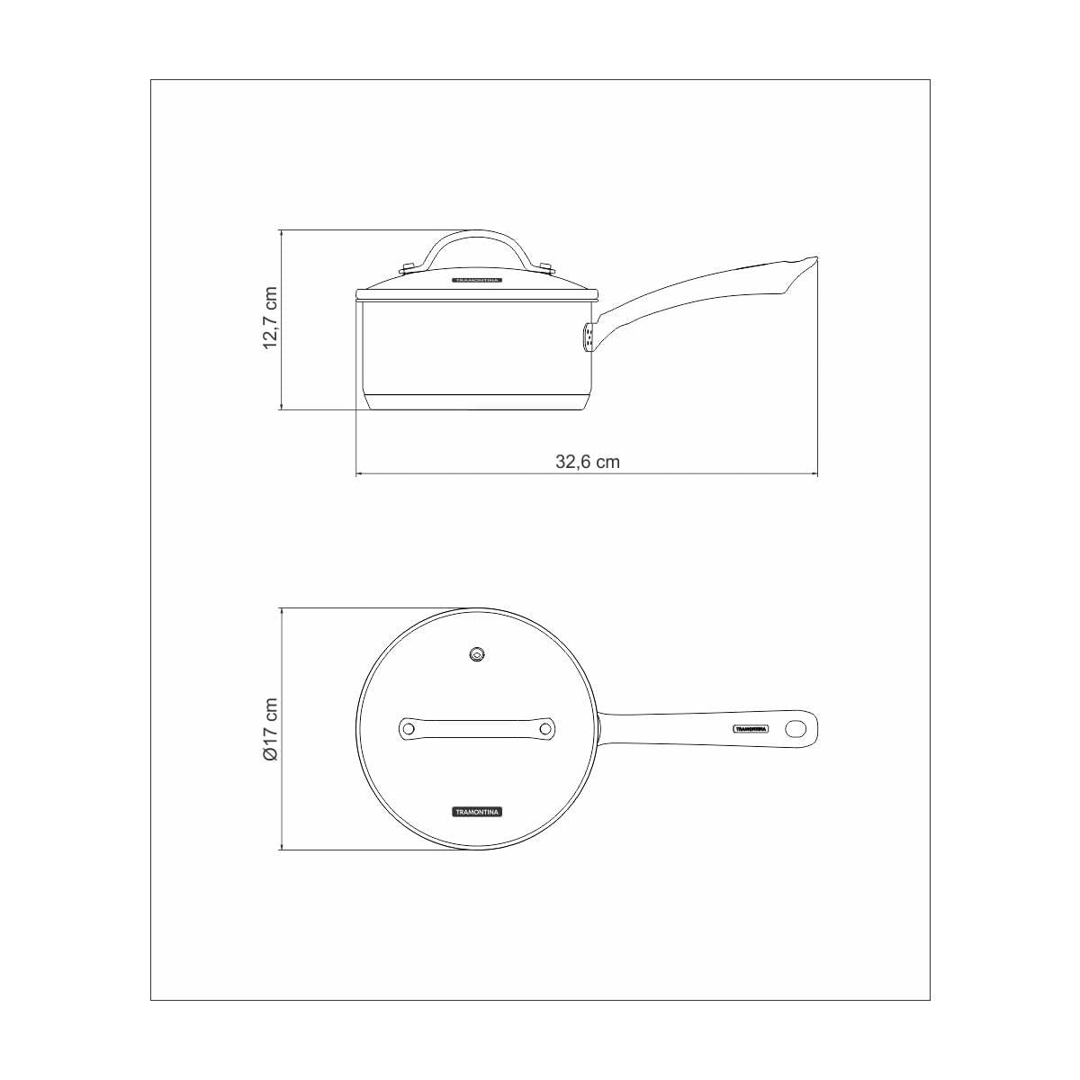 Panela Tramontina Una em Aço Inox com Fundo Triplo e Tampa de Vidro 16 cm 1,4 L